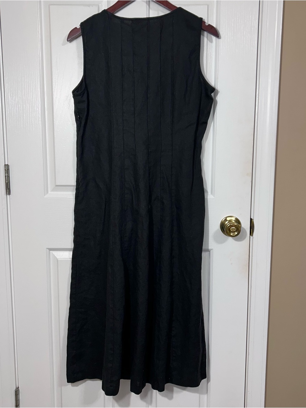 Weekend Choices Black 100% Linen Sleeveless Tank Shift Dress Side Zip Size Med - Picture 2 of 8